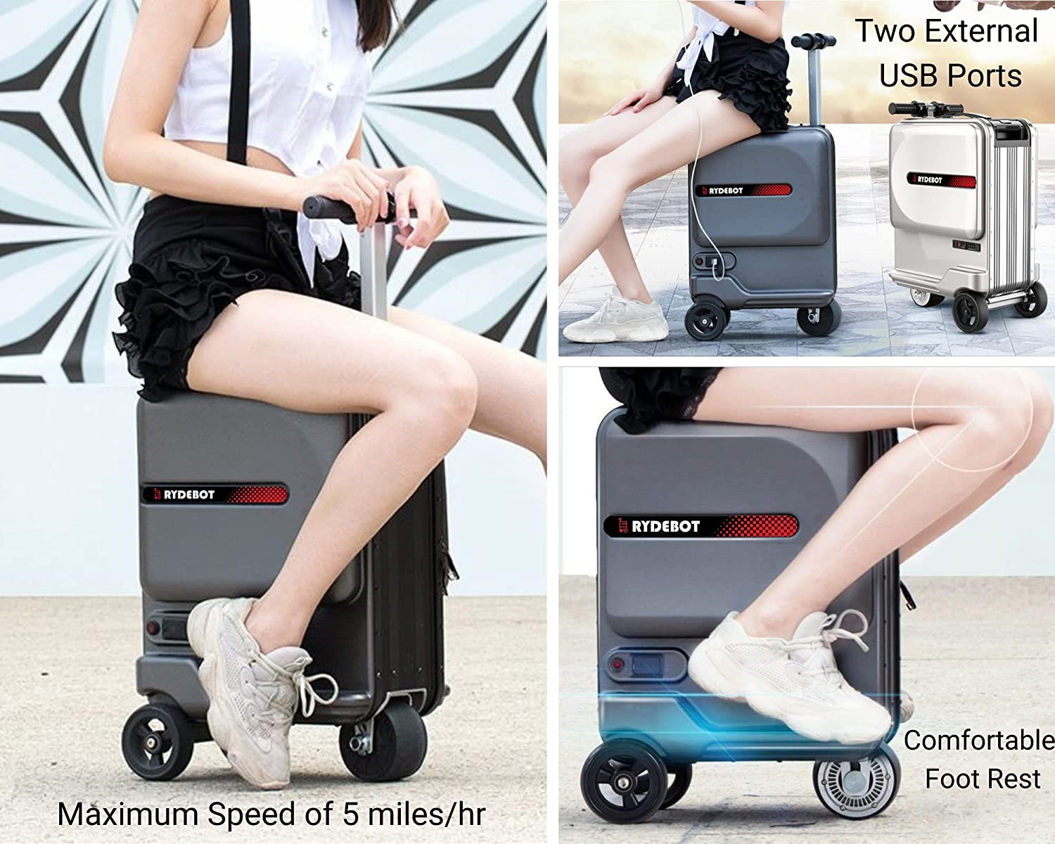 Amazon Rydebot Puledro's motorized suitcase features