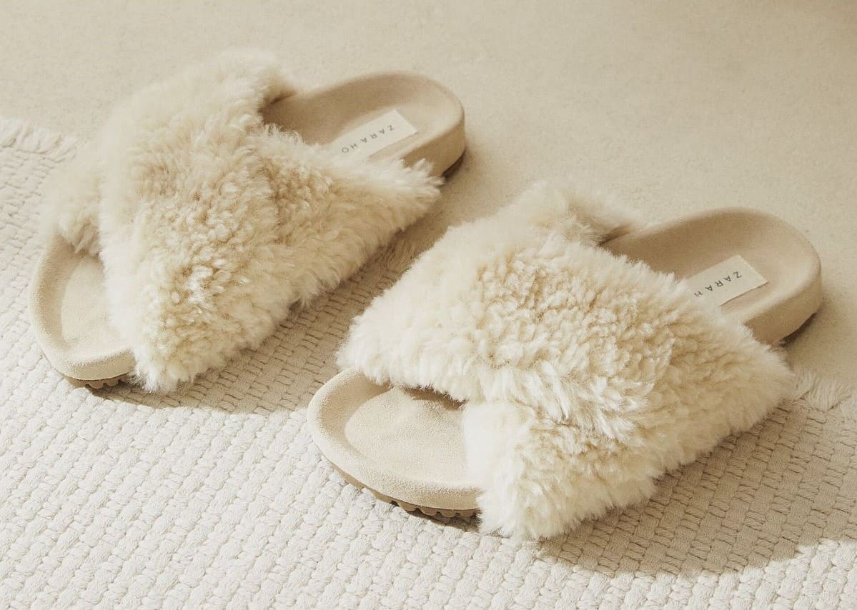 Faux fur crossover sandals by Zara Home