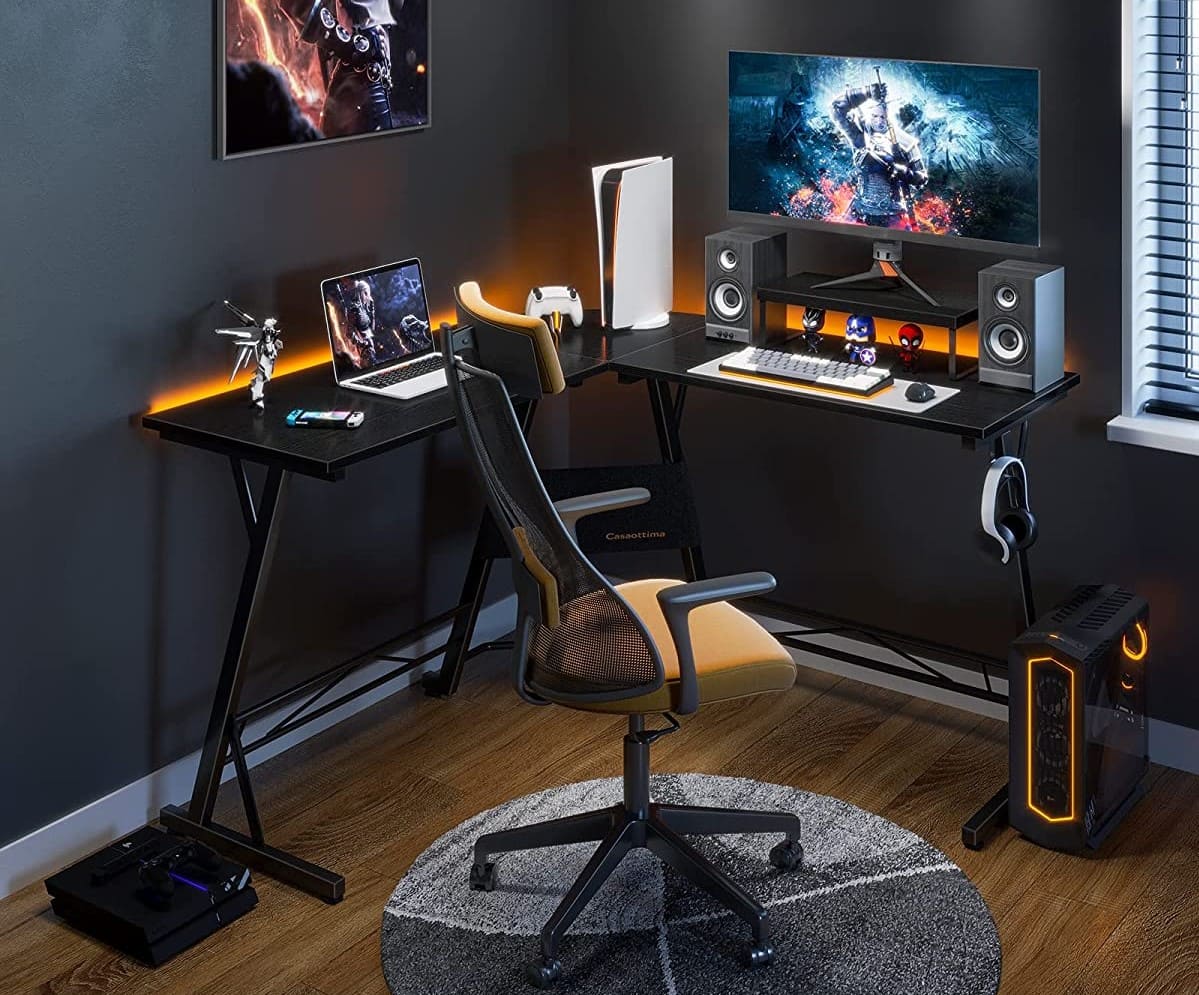Gaming Desk L Shaped Computer by Amazon