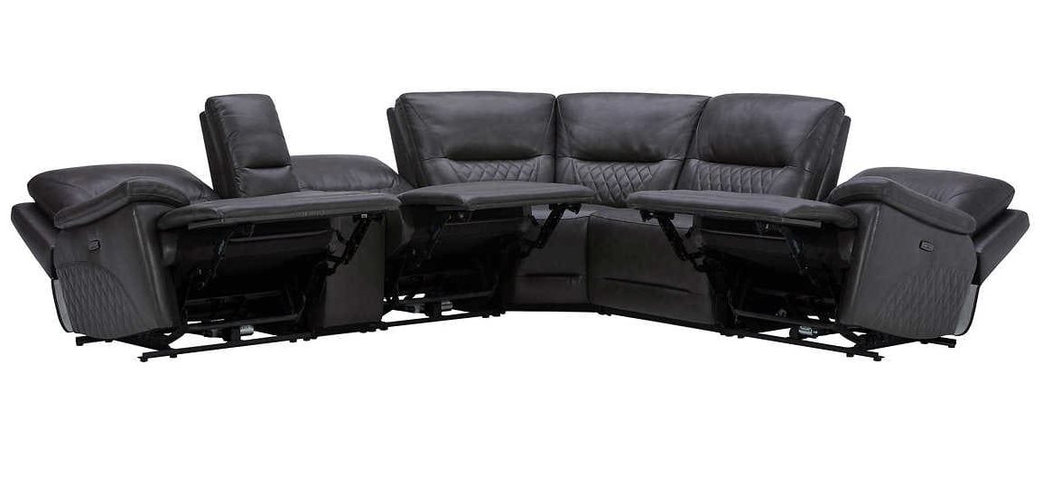 Costco Ryerson 6-piece Power Reclining Leather Sectional with Power Headrests