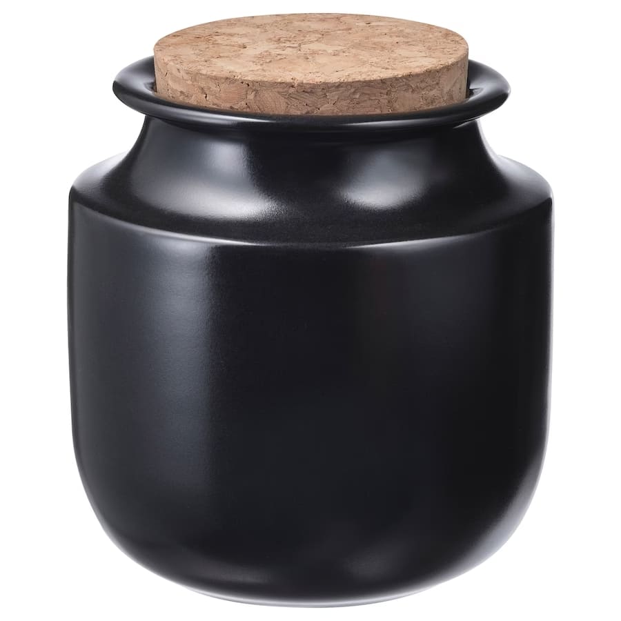IKEA Jar with lid black 4 in