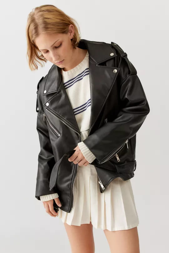 Urban Outfitters Lioness Deja Vu Faux Leather Moto Jacket