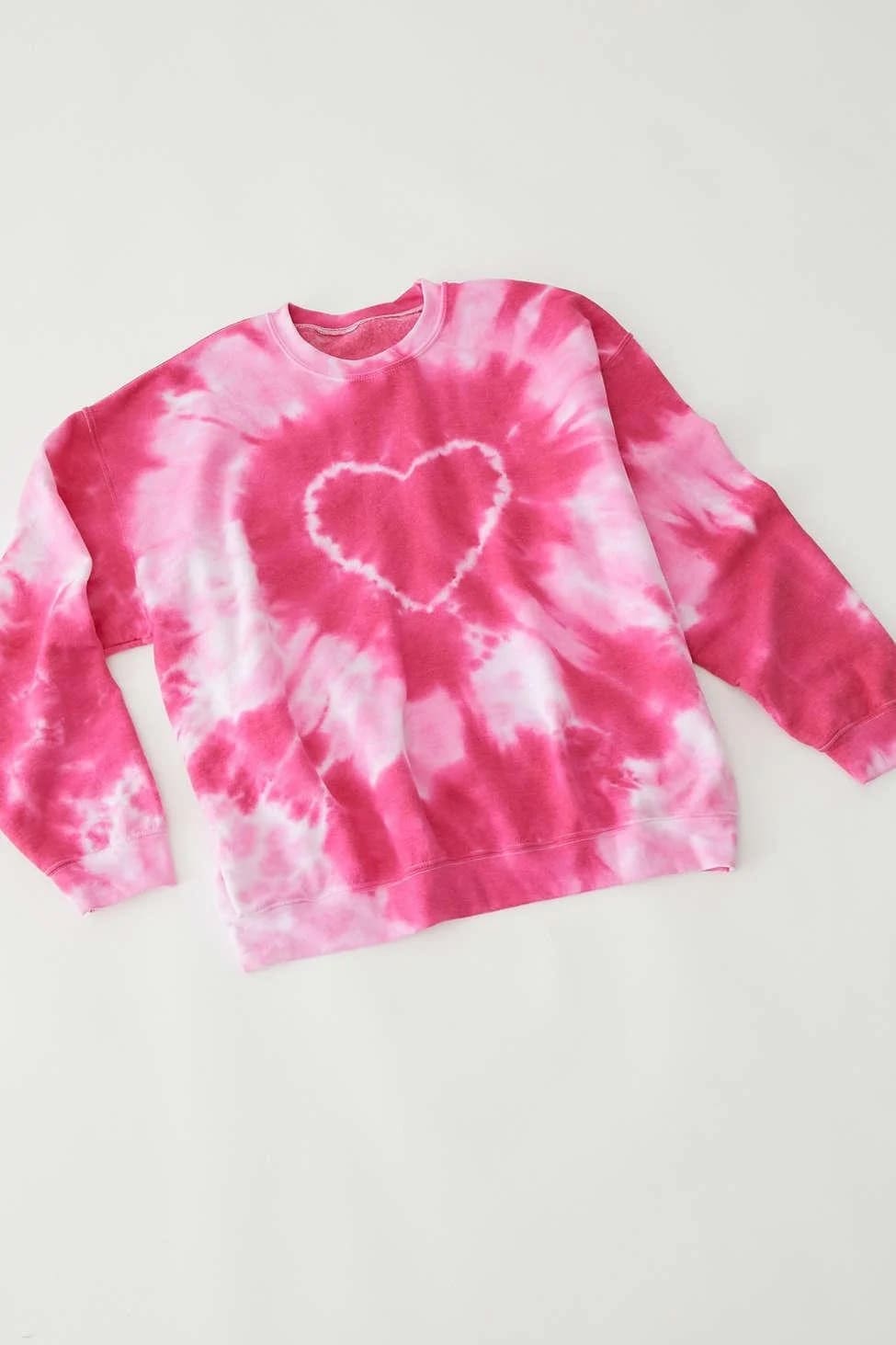 Urban Renewal Remade Heart Tie-Dye Crew Neck Sweatshirt