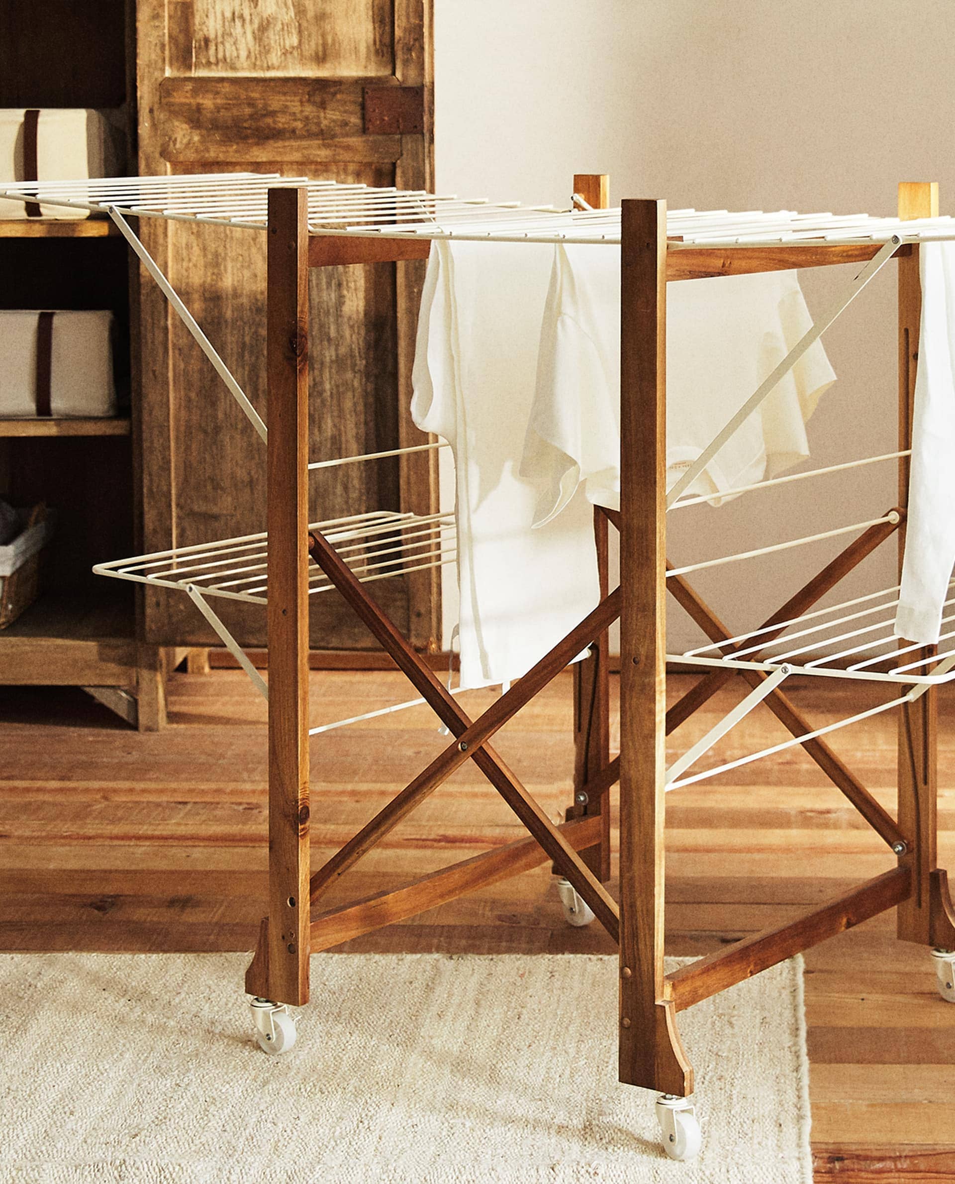 ZARA HOME FOLDING WOODEN AND METAL CLOTHES DRYING RACK