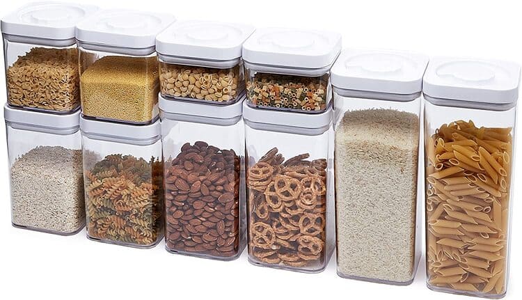 Amazon Amazon Basics 10-Piece Square Airtight Food Storage Containers for Kitchen Pantry Organization