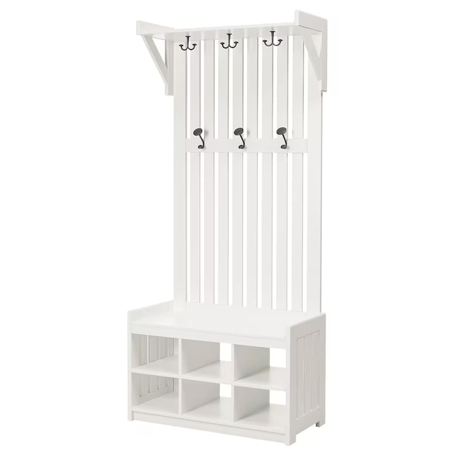 IKEA Coat rack with shoe storage bench white