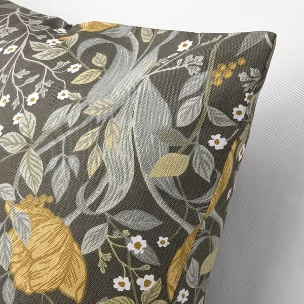IKEA Cushion cover, deep green with floral pattern