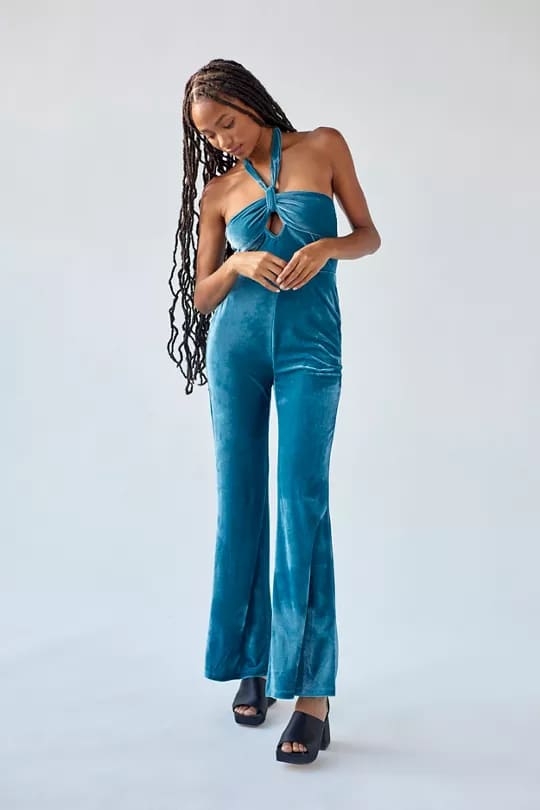 Urban Oufitters Sasha Velvet Halter Jumpsuit