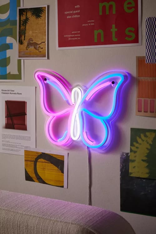 Urban Outfitters Butterfly Neon Sign