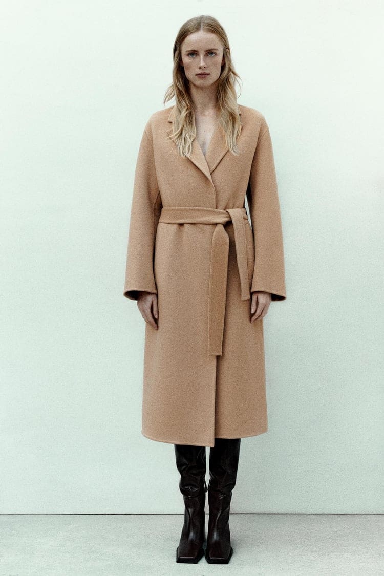 ZARA BELTED WOOL BLEND COAT