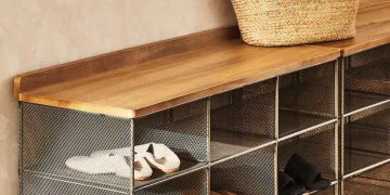 Zara Home metal and wood shoe storage bench