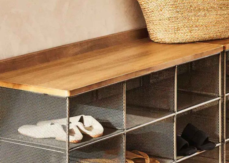 Zara Home metal and wood shoe storage bench
