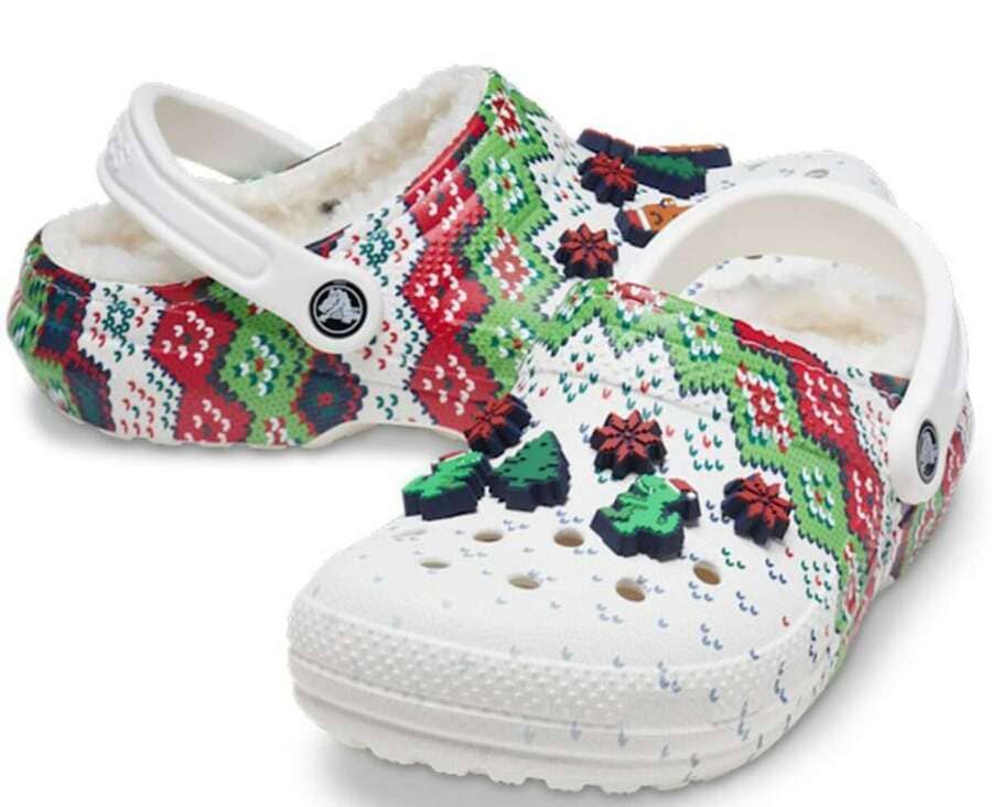 Christmas beaded clogs with classic crocs lining