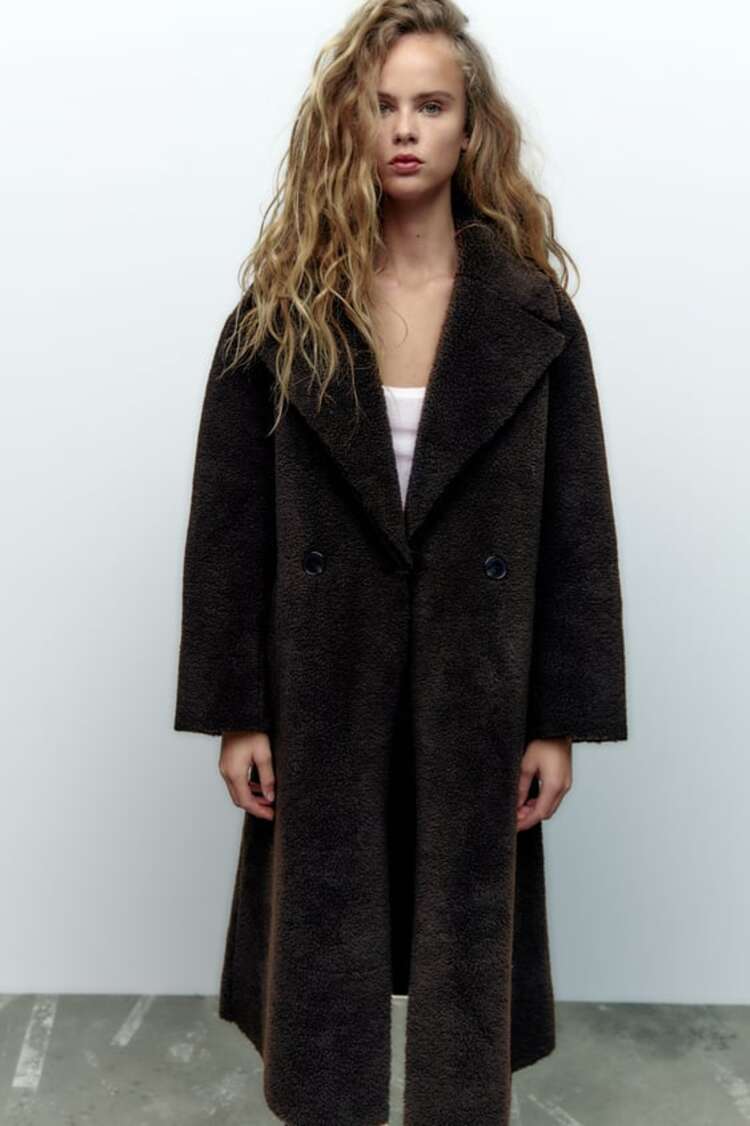 Zara Double Faced Faux Fur Coat 