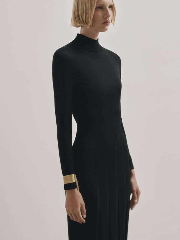 Zara Black Mock Turtleneck Dress