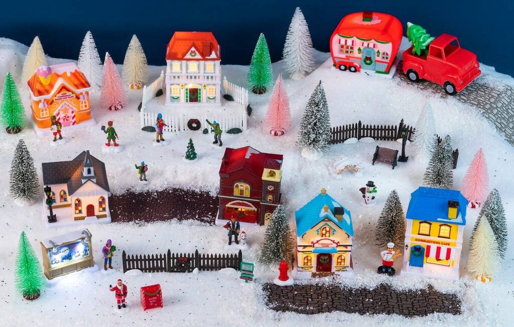 Dollar Tree Cobblestone Corners 2022 Christmas Village Collection