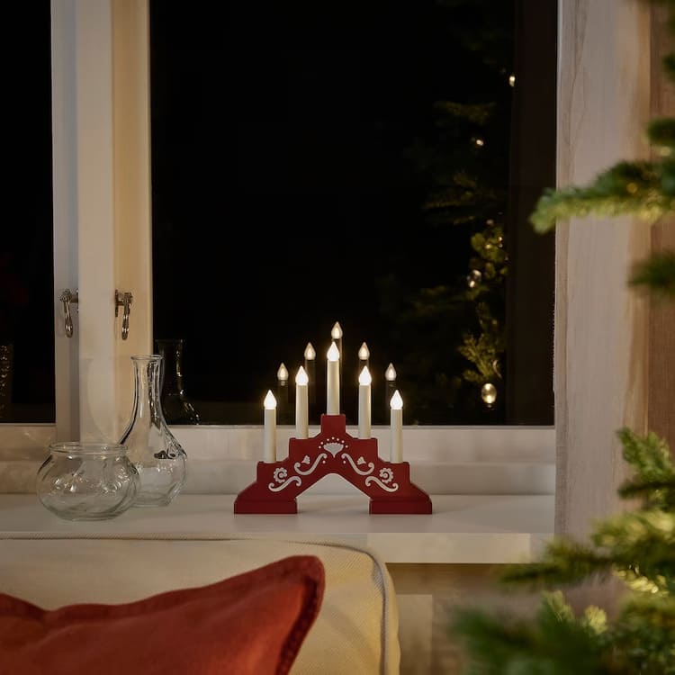 STRÅLA Candelabra Battery Operated Mini Red