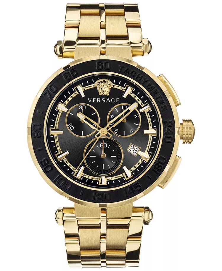 Macy's Men's Swiss Chronograph Greca Gold-Tone Stainless Steel Bracelet Watch