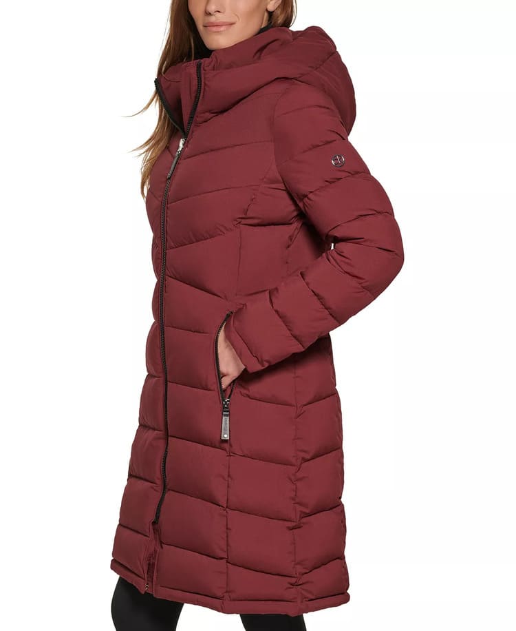 Macy's Women's Hooded Stretch Puffer Coat