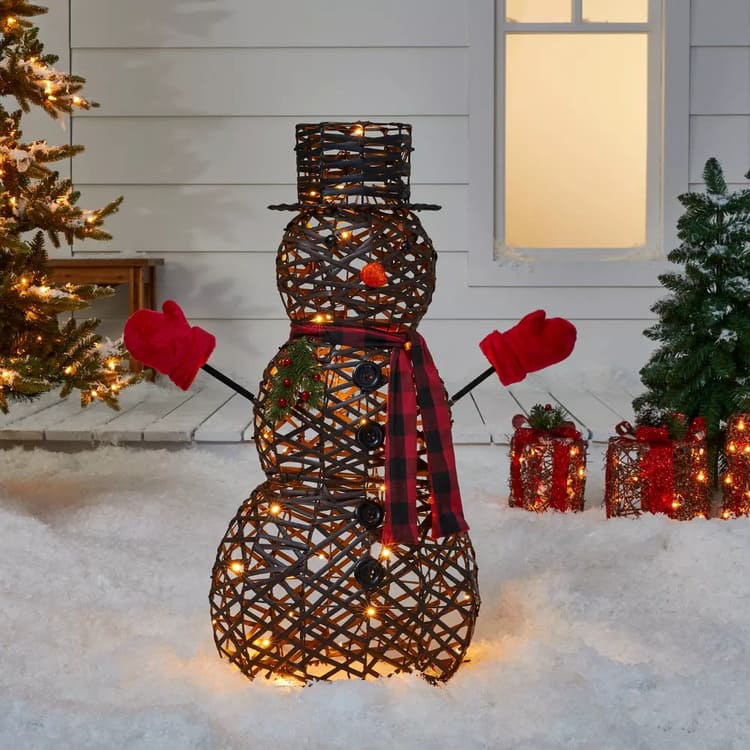 Target Faux Rattan Snowman LED Novelty Sculpture Light - Wondershop