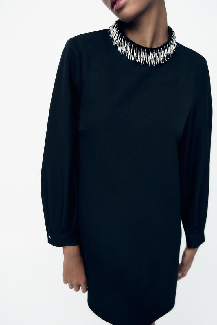 ZARA BEADED COLLAR MINI DRESS