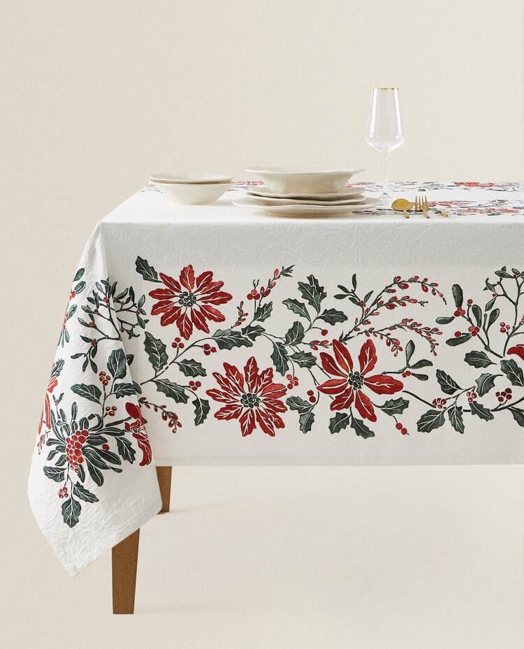 ZARA HOME POINSETTIA TABLECLOTH.