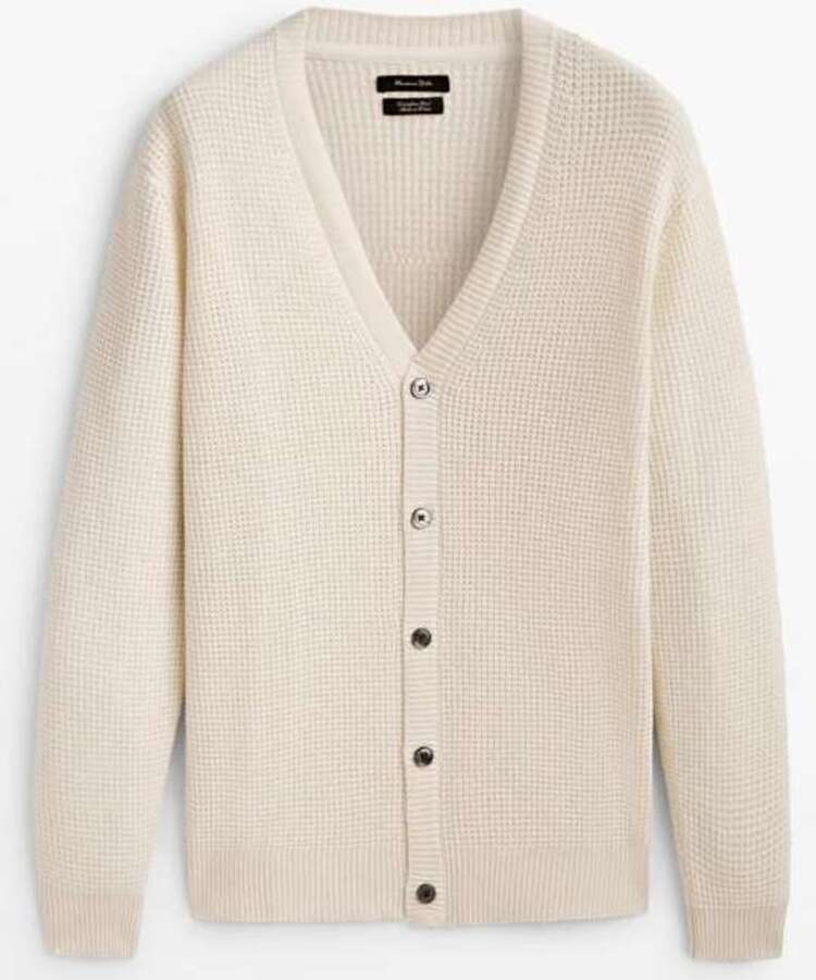 Textured Wool Blend Cardigan