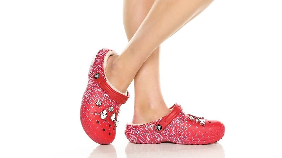 Christmas beaded clogs with classic crocs lining