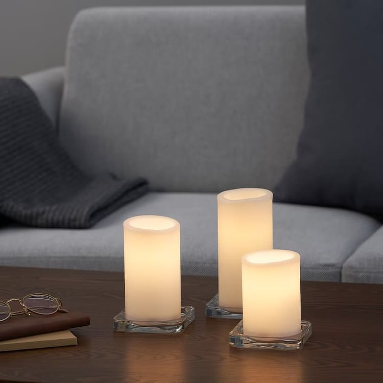 ÄDELLÖVTRÄD LED block candle set of 3