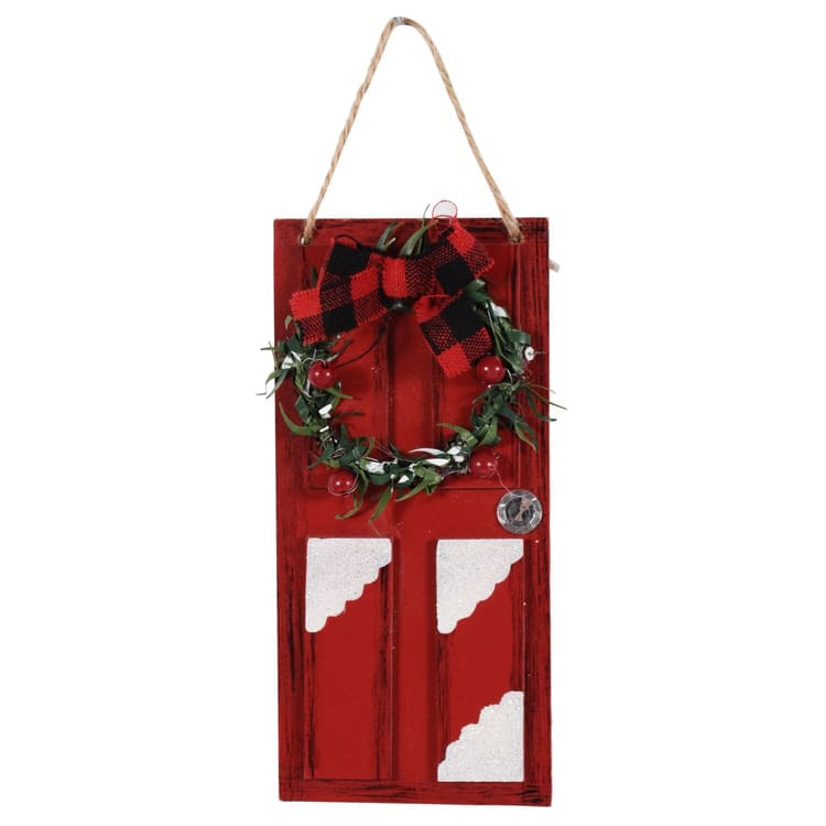 Christmas House Holiday Doors with Wreath Ornaments
