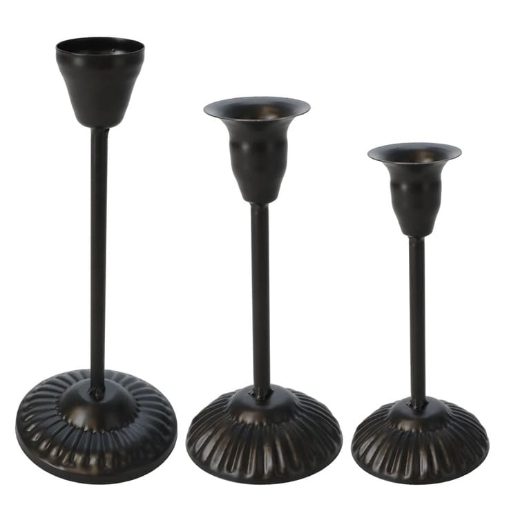 Tall Black Iron Candle Holders