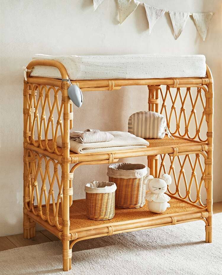 ZARA HOME RATTAN BABY CHANGING TABLE