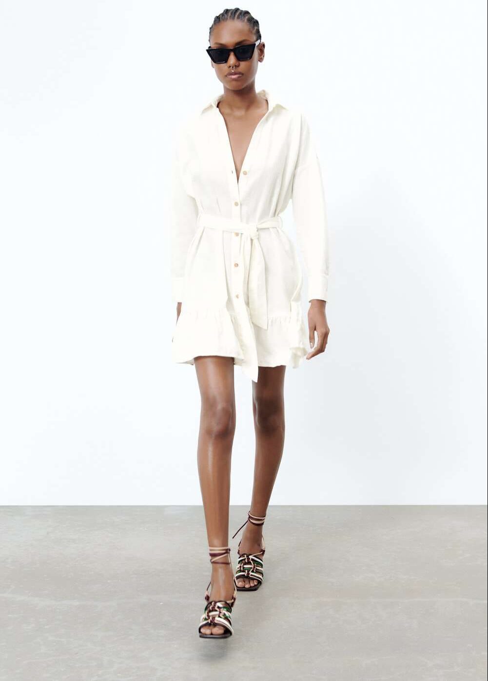 LINEN BLEND SHIRTDRESS