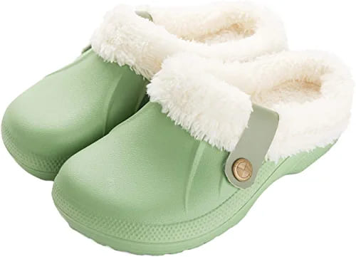 ChayChax Waterproof Slippers Women Men Fur Lined Clogs