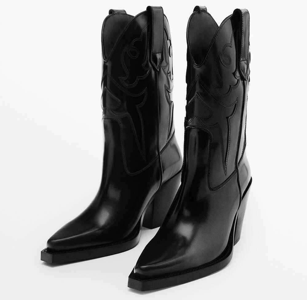 EMBROIDERED LEATHER COWBOY ANKLE BOOTS - STUDIO FROM ZARA