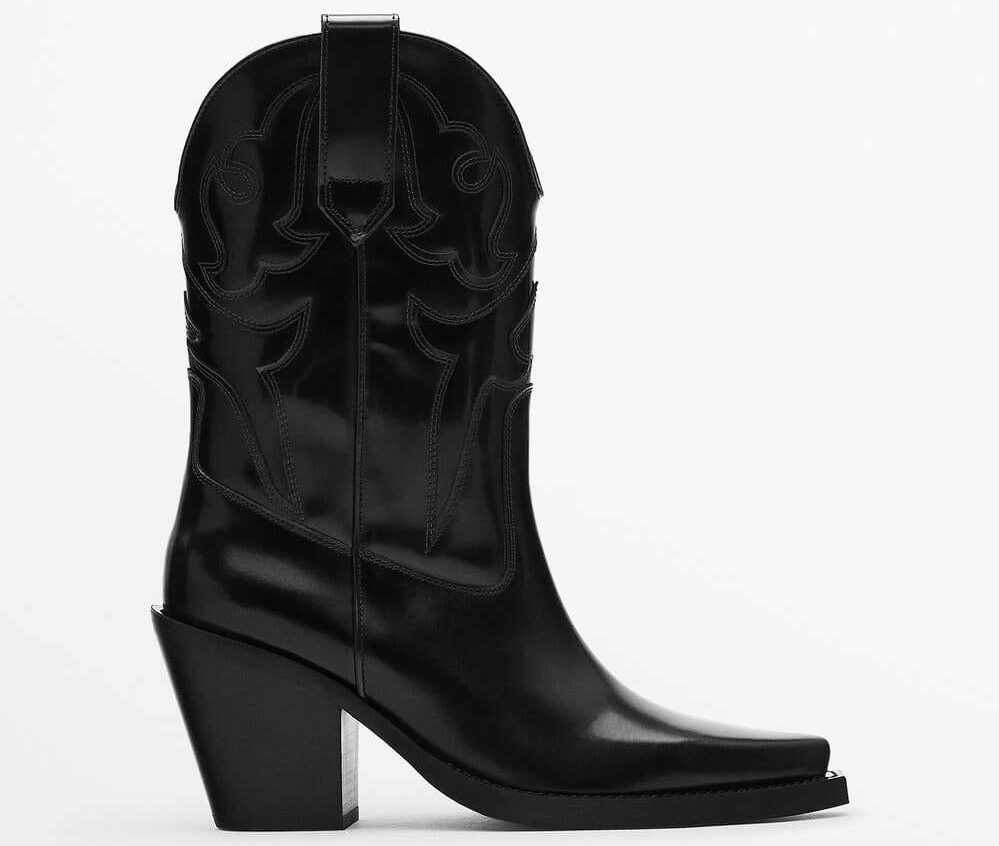 EMBROIDERED LEATHER COWBOY ANKLE BOOTS - STUDIO FROM ZARA