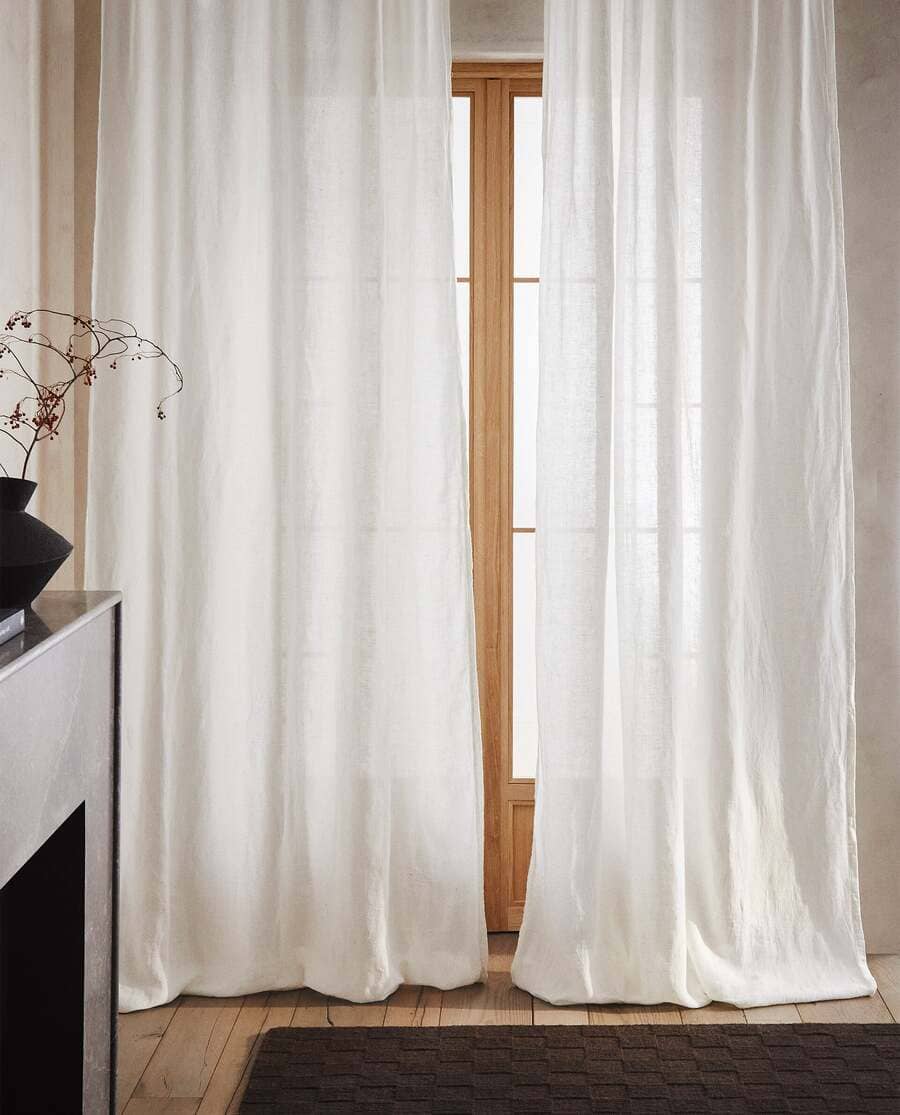 ZARA HOME WHITE LINEN CURTAIN