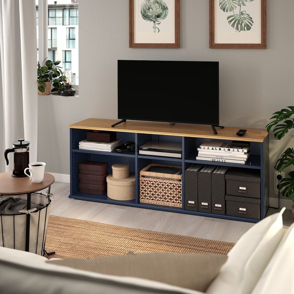 IKEA SKRUVBY TV unit, black-blue