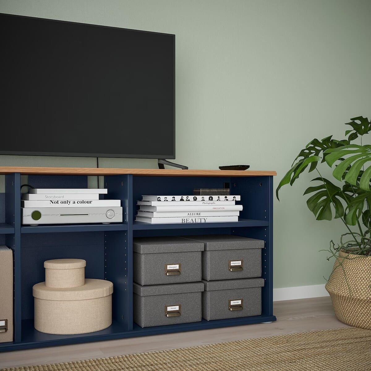 IKEA SKRUVBY TV unit, black-blue