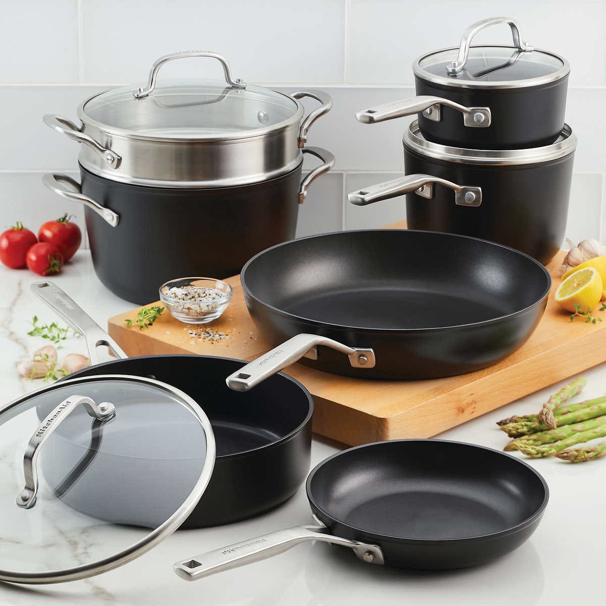 Costco KitchenAid 11-piece Non-Stick Hard Anodized Cookware Set