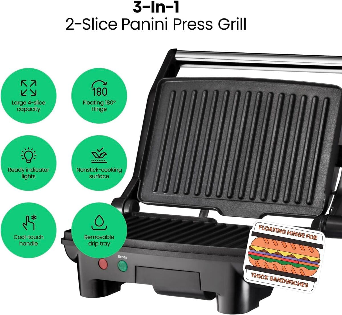 Chefman Electric Panini Press Grill and Gourmet Sandwich Maker from Amazon