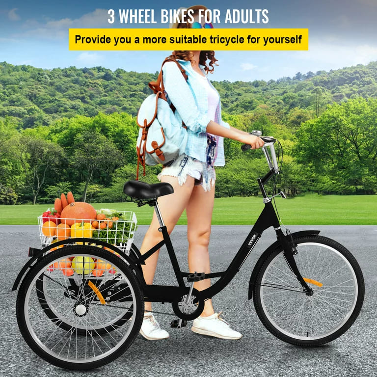 VEVOR Adult Tricycle 7-Speed 3 Wheel Cruise Bike