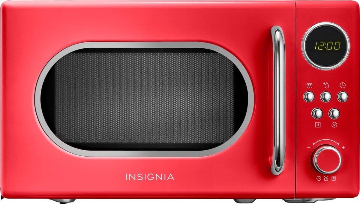 Best Buy Insignia - 0.7 Cu. Ft. Retro Compact Microwave - Red