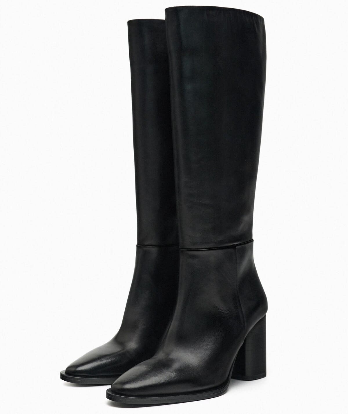 Block Heel Leather Boots from Zara