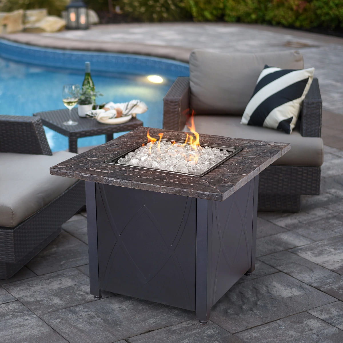 Endless Summer 30 Inch Square 30,000 BTU LP Gas Outdoor Fire Pit
