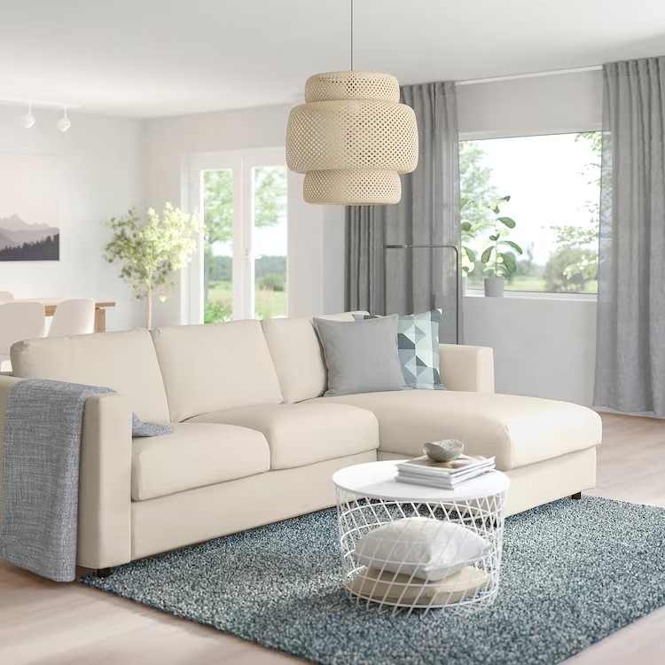 FINNALA Sofa, with chaise Gunnared beige from IKEA