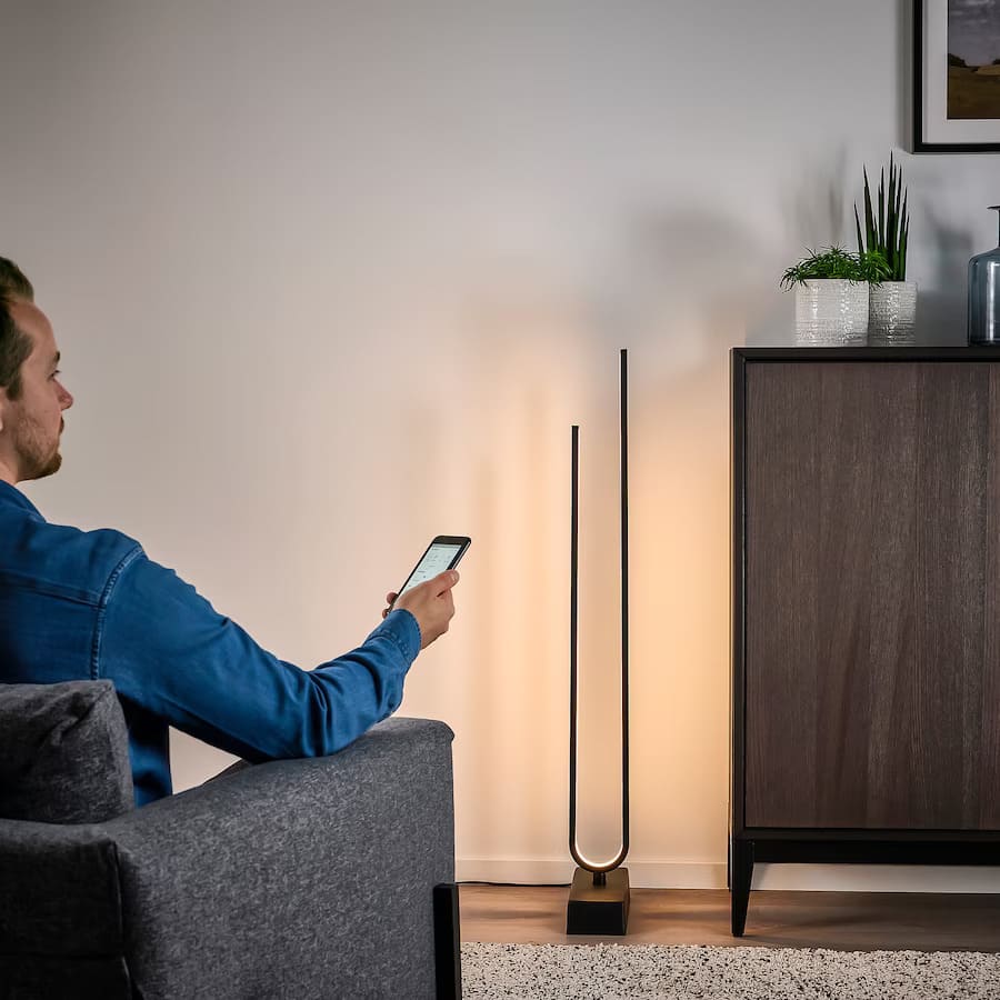 PILSKOTT LED floor lamp smart black by Ikea