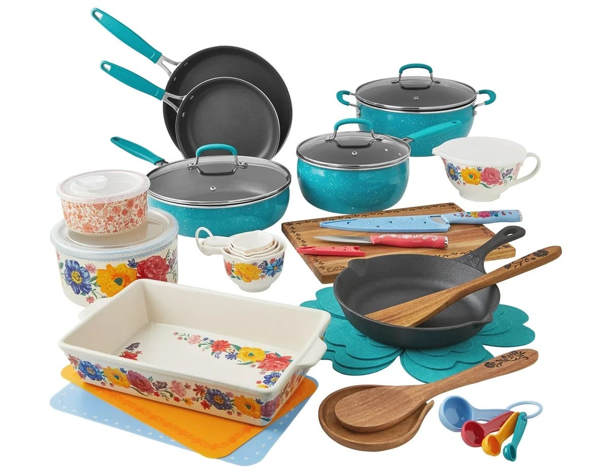 Walmart The Pioneer Woman Brilliant Blooms 38-Piece Cookware Set